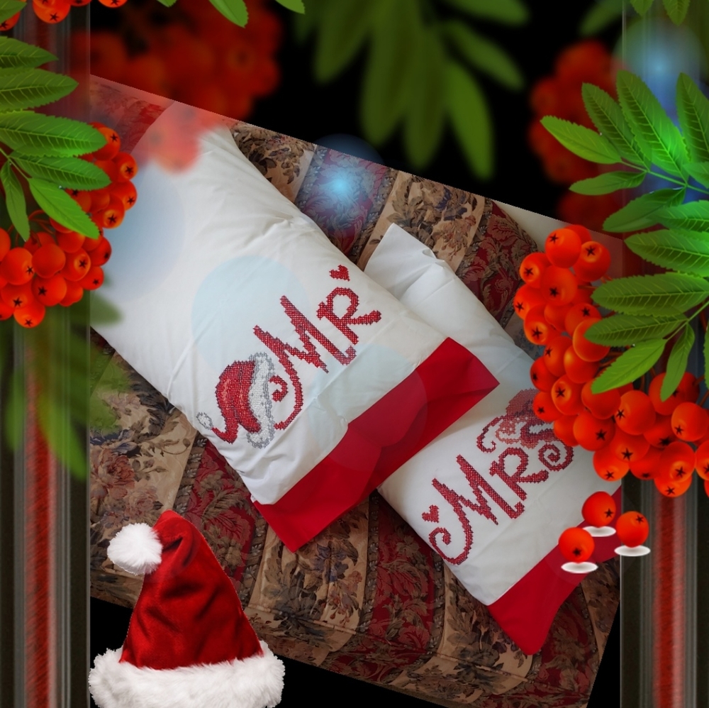 Handmade 2 Holiday pillowcases